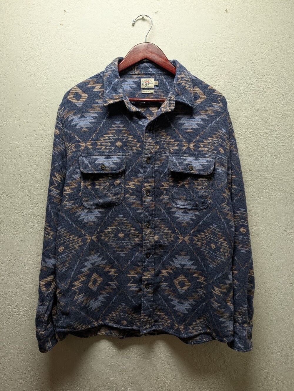 Faherty Brand Canyon Overshirt Evening Ridge Aztec Tribal Shacket Men XL Flannel